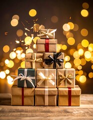 Stacked gift boxes, festive and elegant