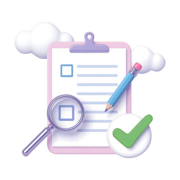 Streamline workflow with organized checklist ensuring every task is completed and verified with a magnifying glass for accuracy and a green checkmark for success isolated on png transparent background
