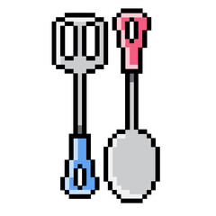 Flat Design Pixel Art Spatula Illustration