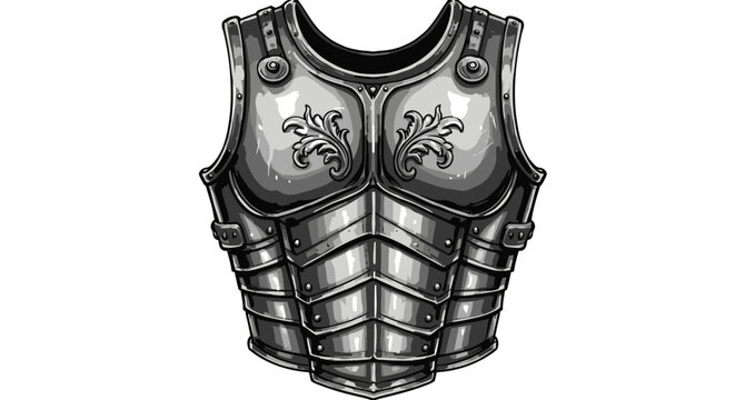 Detailed illustration of medieval armor breastplate isolated on white