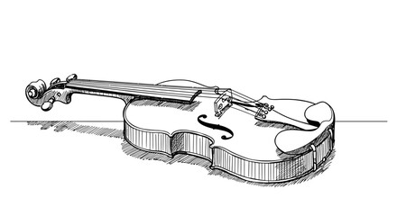 Obraz premium Detailed pen and ink illustration of a violin on a white surface