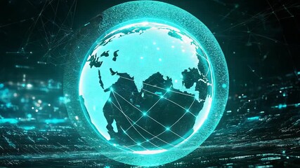 Digital earth globe connecting global network data - Powered by Adobe