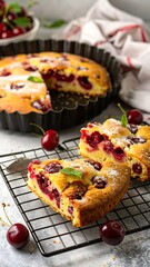 Freshly baked cherry pie, sliced and ready to eat