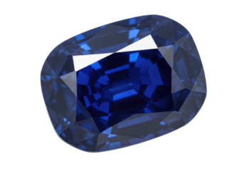 Isolated Sapphire Gemstone, Cushion Cut Royal Blue Stone, Fine Jewelry Mineral Specimen