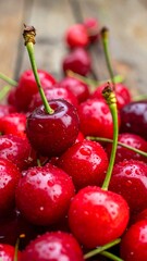 Close-up of fresh, juicy cherries