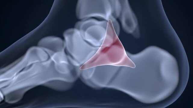 3D medical animation of a painful heel spur on the calcaneus bone