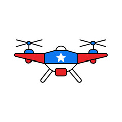 Modern drone vector illustration with red white and blue design for aerospace technology