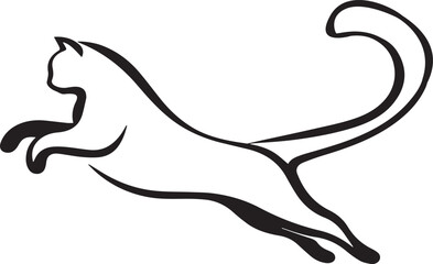 Abstract Cat Silhouette Leaping