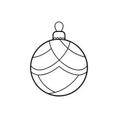 Minimal line art vector of a Christmas bauble ornament, simple circle with tiny hook on top, clean thin outline, white background