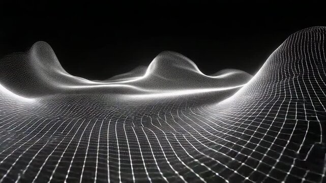 Digital wave mesh background forming abstract landscape