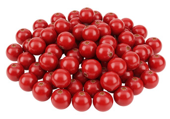 Isolated pile of red wooden craft beads, hobby material for handmade projects, no background