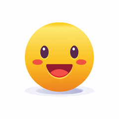 Fototapeta premium A cheerful yellow emoji with a wide smile, rosy cheeks, and dark eyes, radiating positivity and joy.