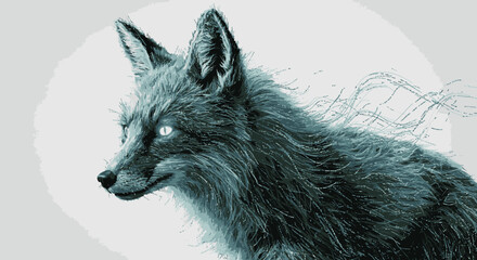 Mystical fox portrait with glowing eyes in dreamy light