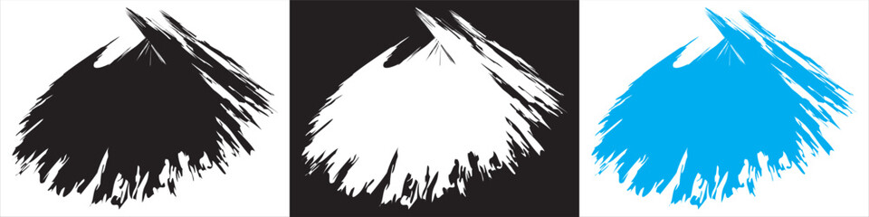 Abstract hand-drawn brush stroke vector set.  abstract hand-drawn brush stroke vectors in black, white, and blue colors. Ideal for backgrounds, grunge , and artistic textures.EPS10AI.