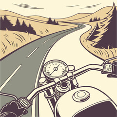 Vintage Motorcycle Ride on a Winding Country Road