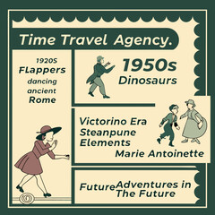 Vintage Time Travel Agency Poster Illustration