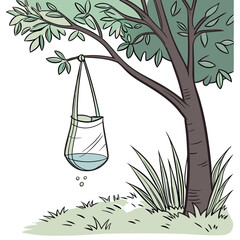 Water Bag Hanging on a Tree Branch