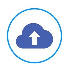 Cloud upload icon with upward arrow inside circle