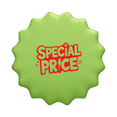 Bright green starburst with special price text