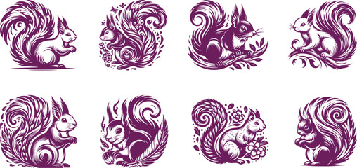 Squirrels vector tatto with unique new art of lovely design