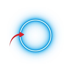 Red arrow entering a glowing blue circle on white background