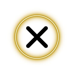 Close button icon with glowing yellow neon circle border