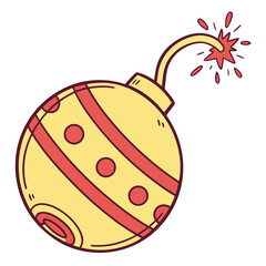 Vector art of bomb with burning wick isolated