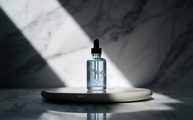 Elegant Dropper Bottle with Blue Serum and Dried Flowers