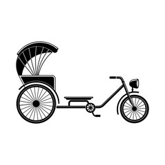 Traditional vintage rickshaw vector illustration with old bicycle design style.