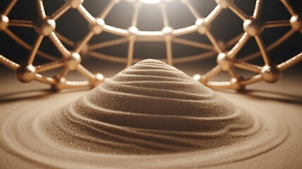 Golden Molecular Structure Above Sand Ripples