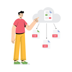 Multiple saved versions of documents in cloud storage Illustration 