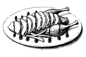 Duck vector engraving style illustration