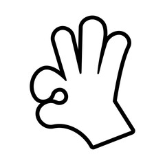 OK Hand Gesture Outline Icon Vector Illustration