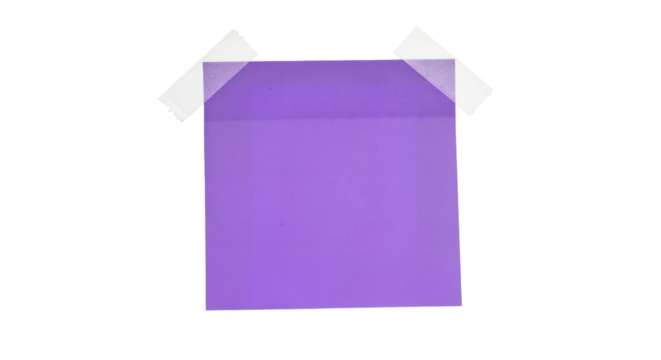 Sticky note reminder. Post it note paper. purple sheets for notes isolated with clipping path on background.