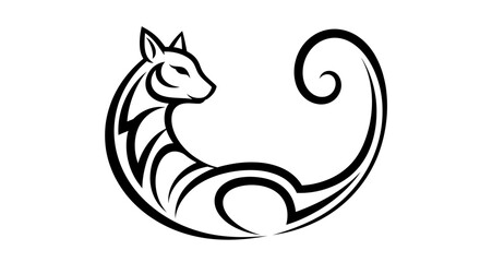 Naklejka premium Elegant Tribal Animal Design with Abstract Swirls, a Dynamic Graphic Element for Modern Branding