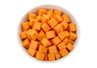 Isolated bowl of cubed sweet potato ready for cooking, a healthy and nutritious ingredient
