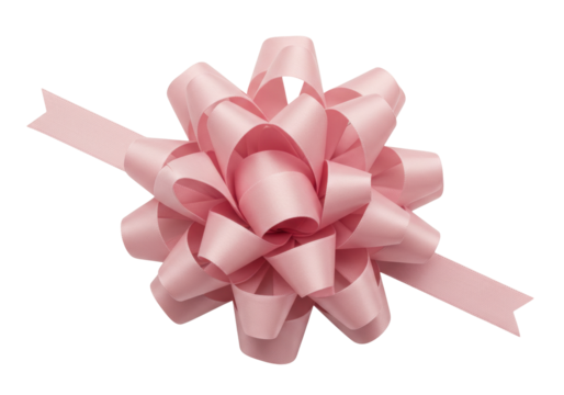 Isolated pink ribbon bow for present or gift wrapping, present, decoration and celebration