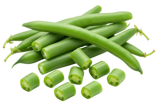 Isolated Green Beans, Cut and Whole - Fresh and Nutritious Vegetable Ingredient for Recipes