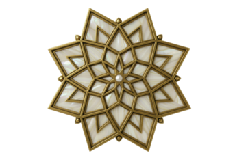 Isolated decorative golden star with center pearl embellishment for elegant decor art object