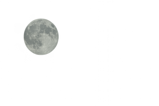 Close-up of full moon, perfect for night sky, astronomy and celestial themes, transparent or white background with copy space
