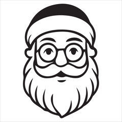 Fototapeta premium a jolly santa claus mascot logo vector illustration line art,Cheerful Santa Claus Head Cartoon Black and White Line Art Illustration Festive Holiday Season,