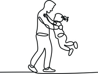 sketch of a father with son and child for father's day