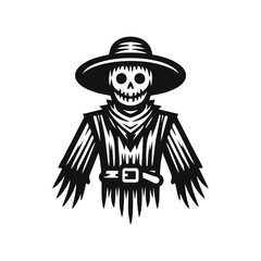 Scarecrow with Skull in a Hat Costume