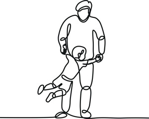 sketch of a father with son and child for father's day