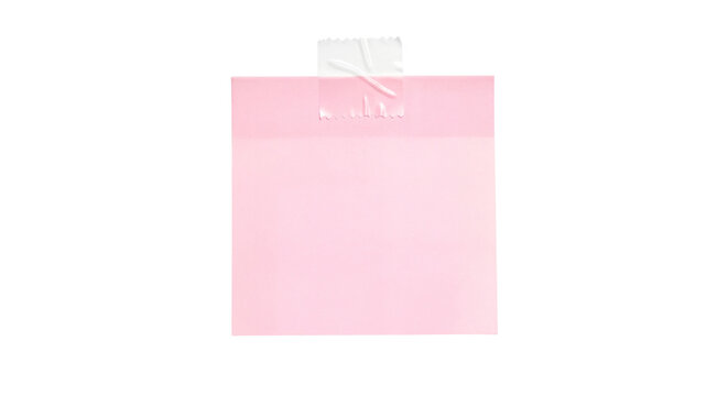 Sticky note reminder. Post it note paper. pink sheets for notes isolated with clipping path on background.
