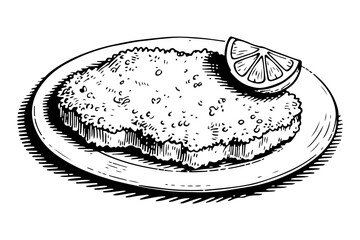 Veal vector engraving style illustration