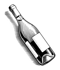 Wine bottle. Vector engraving style illustration