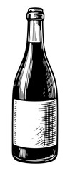 Wine bottle. Vector engraving style illustration