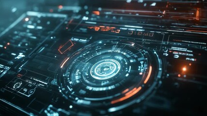 Futuristic digital interface showing data processing and technology - Powered by Adobe