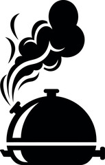 Serving dish with steam graphic illustration design